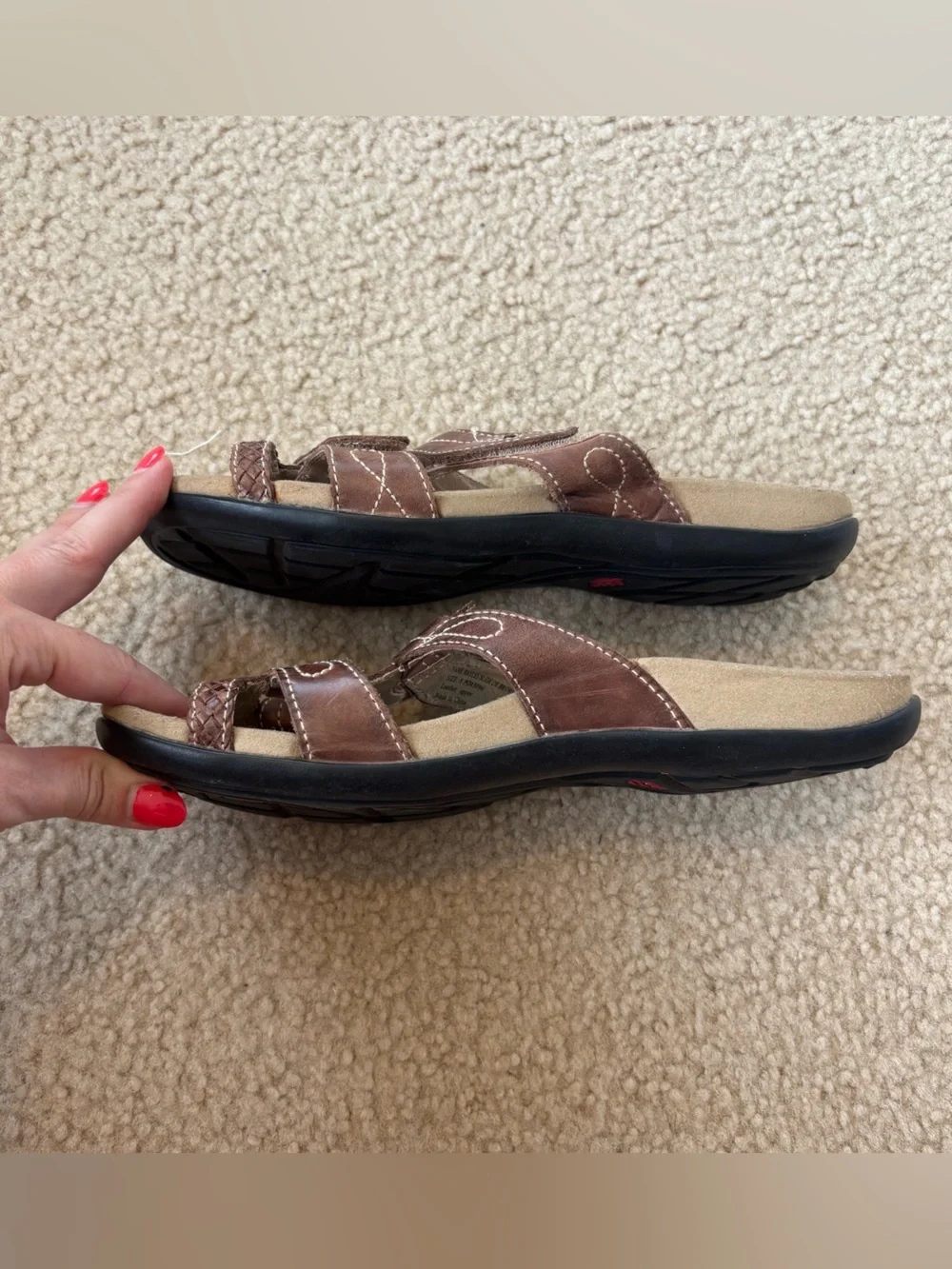 ABEO Women's Baylee Slide Beige-Brown Strappy Comfort Sandals Size 8